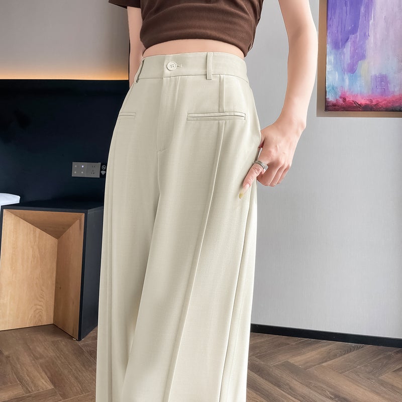 25 New Summer Narrow Suit Wide Leg Pants High Waist Drape Loose Straight-Leg Casual Pants Slim And Easiest For Match For Small People - Image 3