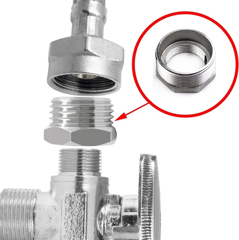 Royal Apex Pack of 2 Chrome-Plated Reducer Male to Female Thread Bushing – Hex Connector Adapter with Teflon Tape for Hose & Pipe Fittings (1/2 inch X 3/8 inch) - Image 3
