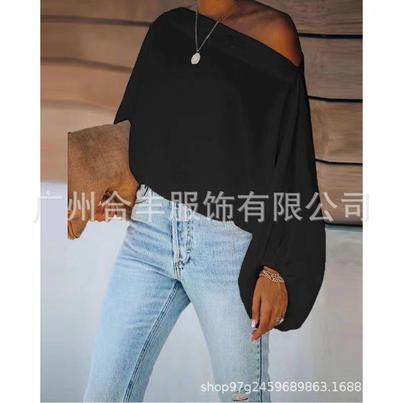 Spot manufacturers in Europe and the United States cross-border spring, autumn and winter New printed ladies pullover Cape loose strapless Cape shawl Black