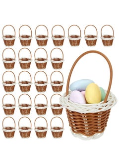 Juvale 24 Pack Mini Woven Baskets With Handles Bulk Miniature Baskets For School Projects Mini Wicker Baskets For Party Favors Tiny Baskets For Crafts Picnic 2X3 Inch  - Image 1