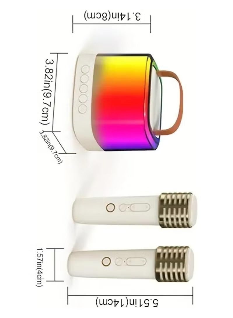 Mini Karaoke Machine with 2 Wireless Microphones Portable Bluetooth Speaker with RGB Light, Singing Machine with Echo and Vocal Cut, Supports TF, AUX-in, for Home Party, Meeting - Image 3