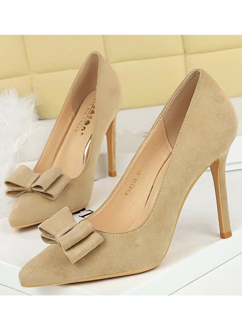 بيج تري المرأة مغلقة أشارت إصبع القدم كعب عالي قوس الديكور مضخات المشريق 10CM - Image 1