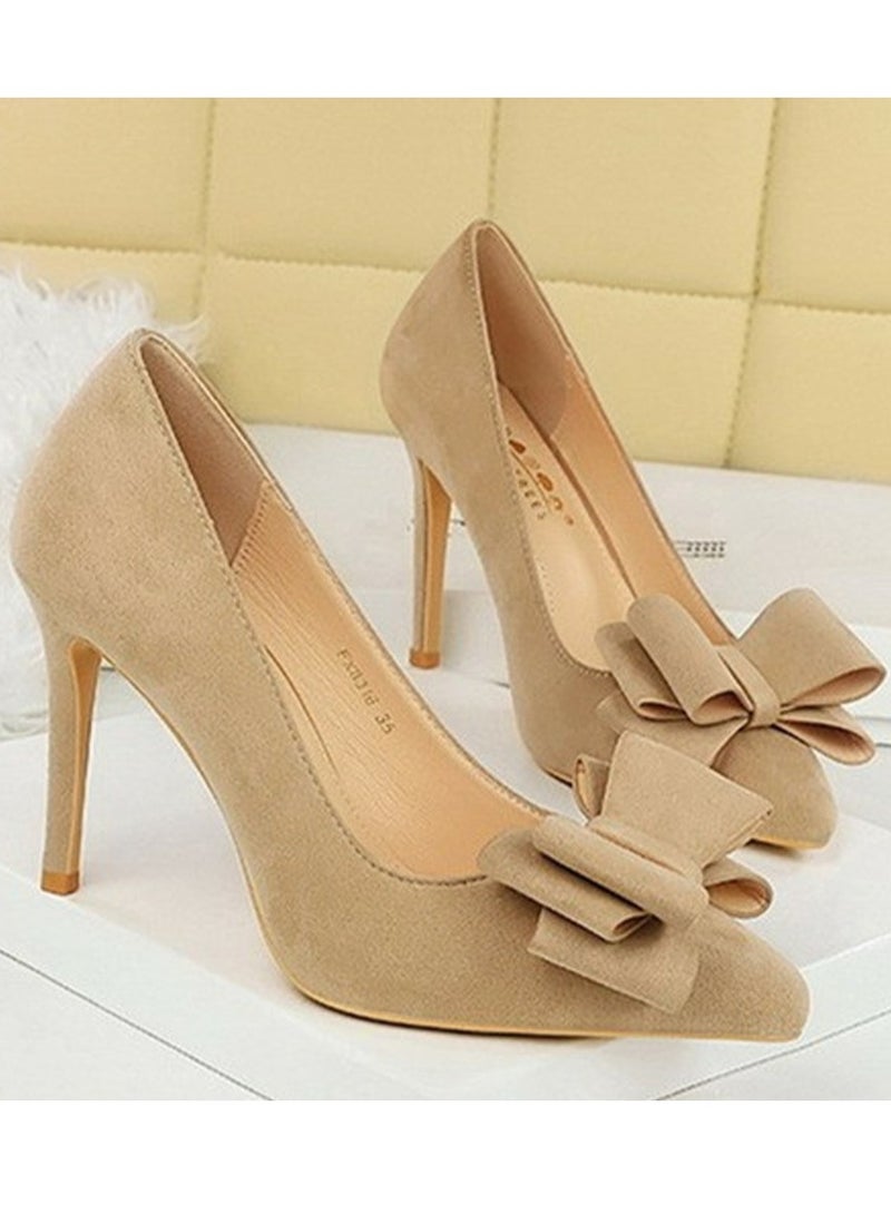 بيج تري المرأة مغلقة أشارت إصبع القدم كعب عالي قوس الديكور مضخات المشريق 10CM - Image 2