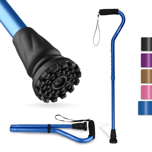 GPTCAMP Walking Cane and Walking Stick for Men WomenLightweight Folding Canes with Offset Soft CushionedHandleAdjustableCollapsibleMobility Leg Surgery Recovery Dark Blue - Image 2