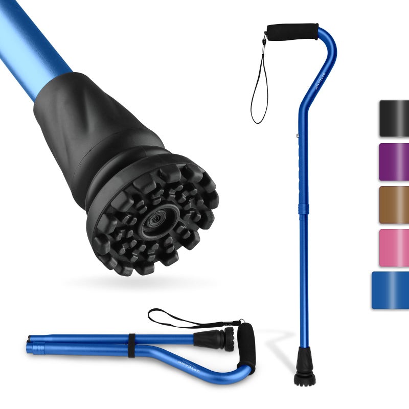 GPTCAMP Walking Cane and Walking Stick for Men WomenLightweight Folding Canes with Offset Soft CushionedHandleAdjustableCollapsibleMobility Leg Surgery Recovery Dark Blue - Image 3