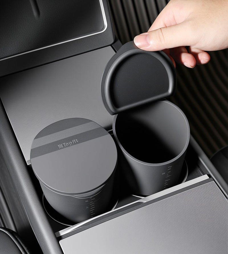 BMZX Car Trash Can with Lid Small Cup Holder Door Pocket Garbage Can Trash Bin Trash Container Fits Auto Home Office, Black 2Pcs - Image 1