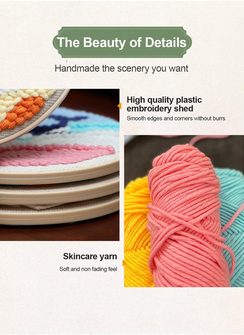MaBaby - Handmade Embroidery DIY Material Bag Embroidery Tool Set Wool Drawing  Kits Fabric Embroidery Needles Stitching Punch Pen Set Craft Tool for Beginner - Image 1