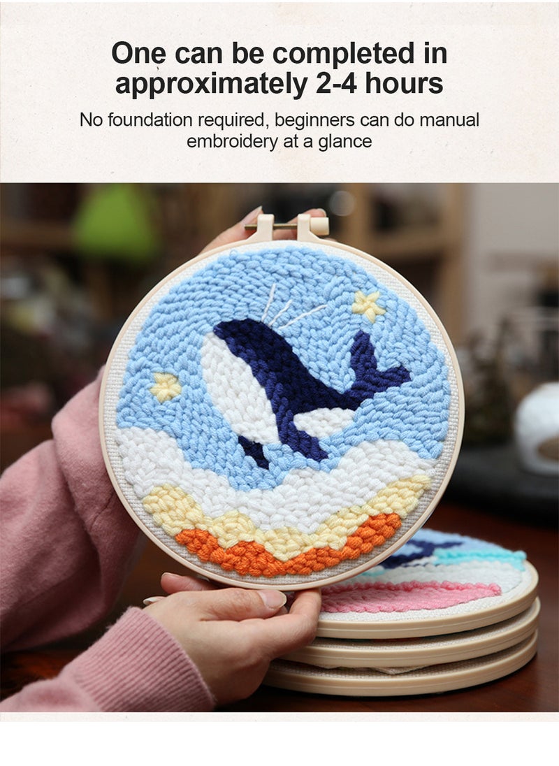 MaBaby - Handmade Embroidery DIY Material Bag Embroidery Tool Set Wool Drawing  Kits Fabric Embroidery Needles Stitching Punch Pen Set Craft Tool for Beginner - Image 1