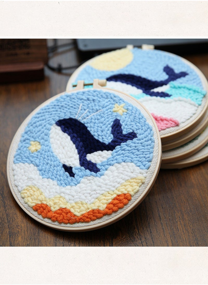 MaBaby - Handmade Embroidery DIY Material Bag Embroidery Tool Set Wool Drawing  Kits Fabric Embroidery Needles Stitching Punch Pen Set Craft Tool for Beginner - Image 1