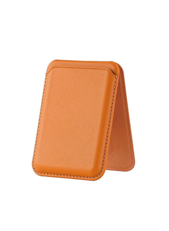 Generic PU Card Set Apple Magsafe Strong Magnetic Suction N52 Mobile Phone Bracket 16 Card Clip Leather Customizable LOGO-Specifications:Golden Brown  - Image 1