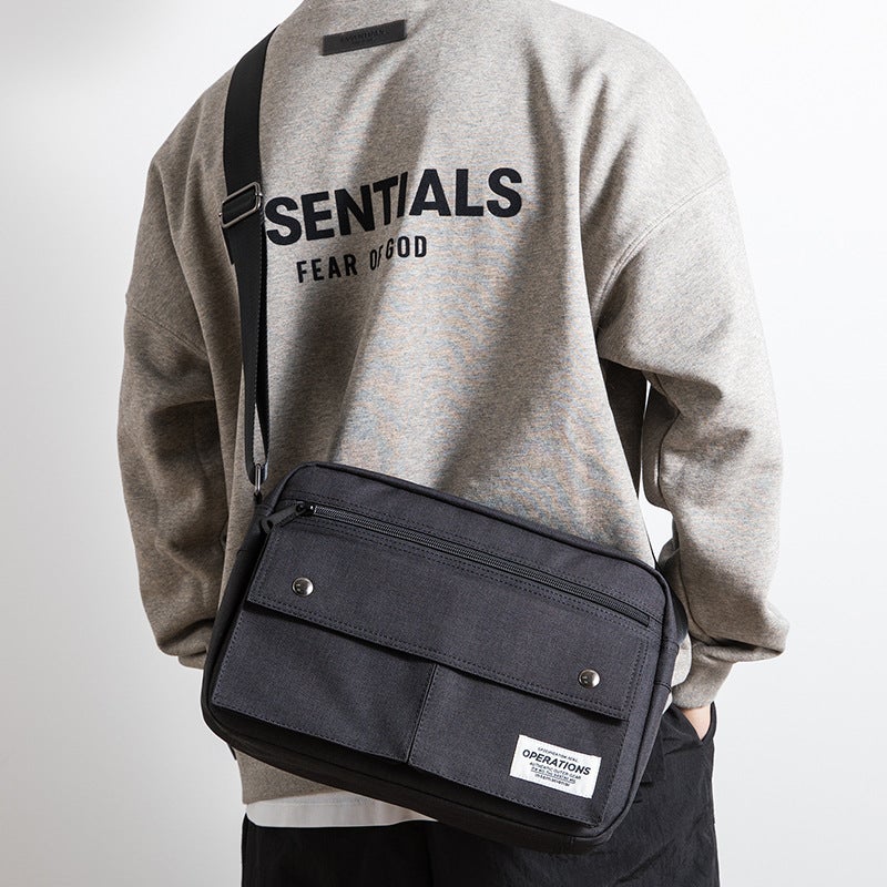 Men'S Messenger Bag Large Capacity Canvas Workwear Style Shoulder Bag Trendy Street Commuter Bag Youth Casual Messenger Bag - Image 3