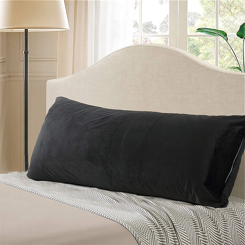 Cottonfry Ultra Soft Velvet Body Pillow Cover/Case Pillowcase with Hidden Zipper, Zippered Body Pillow Case (Black, 20x54) - Image 5