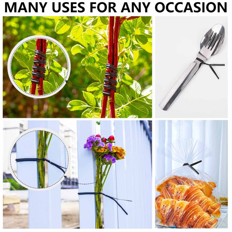 Easytle 400 Pcs Twist Ties For Bags 5"" Cable Ties Bag Twist Ties For Cord Twist Bread Ties Reusable Black Plastic Coated Ties Heavy Duty Bread Ties Twist Wire Ties For Household And Office Use - Image 5