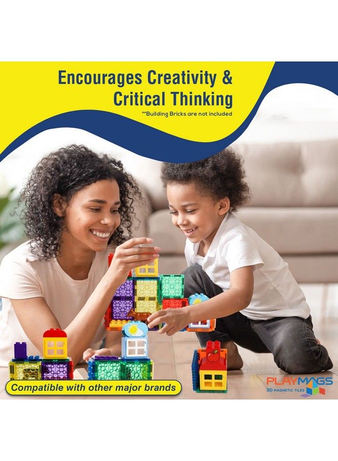 Playmags Magnetic Tiles 18Pcs Magnetic Building Bricks Exclusive Magnetic Blocks Skill Development Ages 3+ (Big Bricks Tiles) - Image 5
