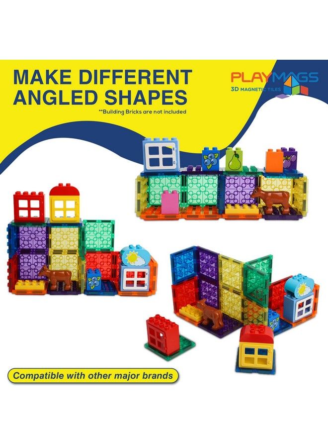 Playmags Magnetic Tiles 18Pcs Magnetic Building Bricks Exclusive Magnetic Blocks Skill Development Ages 3+ (Big Bricks Tiles) - Image 4
