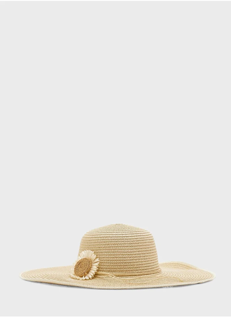 ايلا Floral Detail Wide Brim Straw Hat