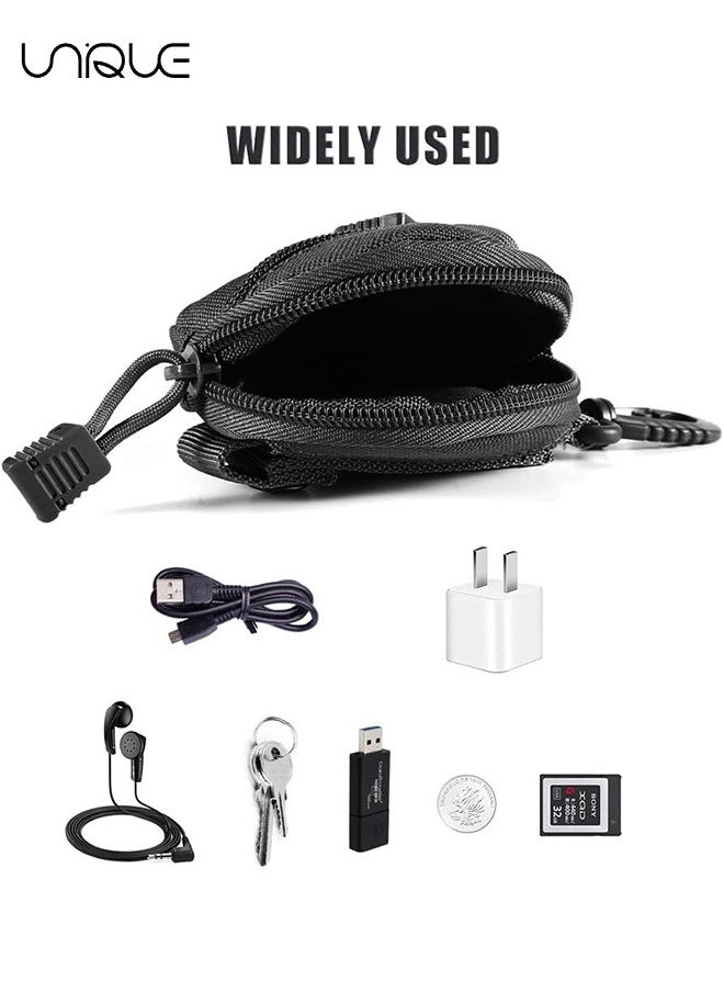 Unique 2Pcs Round Storage Bag, Upgraded EDC Pouches Military Gear, Tactical Bag Case as Coin Purse Keychain, Case Wallet, Wireless Headset Pack - Black  - Image 4