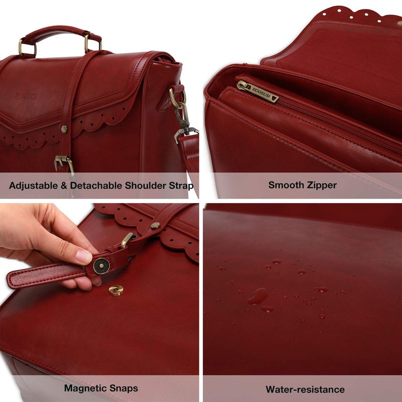 ECOSUSI ECOSUSI Womens Briefcase Leather Messenger Laptop Work Bags for Women Fit 15.6" Laptop  - Image 4