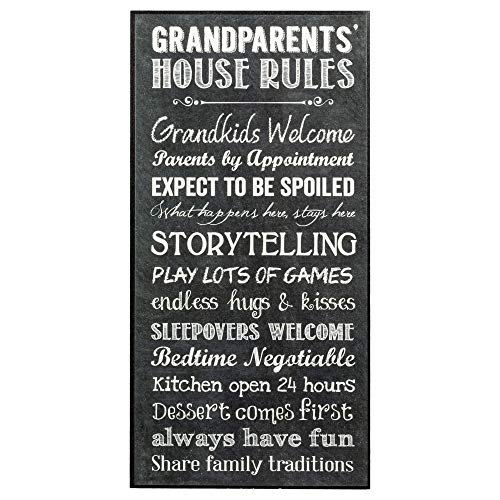 P. Graham Dunn Grandparents House Rules Decorative Wall Art Sign Plaque, 12 x 6 White Mounted Print - Image 1