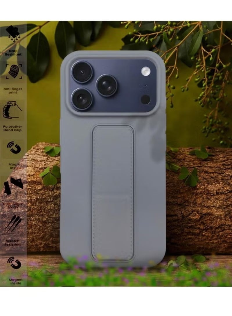 MUDISO Case Cover for Apple iPhone 17 Pro Max with Magnetic Hand Grip – Slim 3-in-1 Protective Phone Case in Stylish Grey – Durable, Shock-Absorbent Cover with Built-In Magnetic Grip for Secure Handling, Adjustable Stand Function & Maximum Drop Protection – Compatible with iPhone 17 Pro Max - Image 5