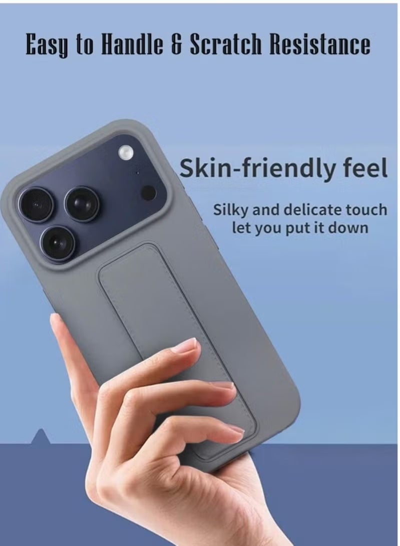 MUDISO Case Cover for Apple iPhone 17 Pro Max with Magnetic Hand Grip – Slim 3-in-1 Protective Phone Case in Stylish Grey – Durable, Shock-Absorbent Cover with Built-In Magnetic Grip for Secure Handling, Adjustable Stand Function & Maximum Drop Protection – Compatible with iPhone 17 Pro Max - Image 4
