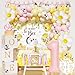 Fiesec First Bee Day Decorations Girl 108PCs Honey Bee Themed 1st Birthday Party Supplies with So Sweet to Bee One Backdrop Banner Pink Yellow Balloon Garland Kit Tablecloth - Image 2