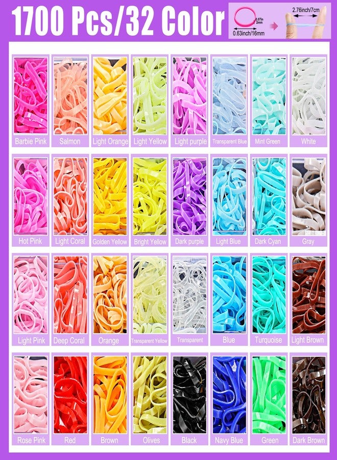 ProSuites 32 Colored Elastic Ties, 1700 Pieces Rubber Bands With 14 Styling Tools, Hair Tie Cutter and Accessories for Girls, Baby, Toddler, Kids - Image 3
