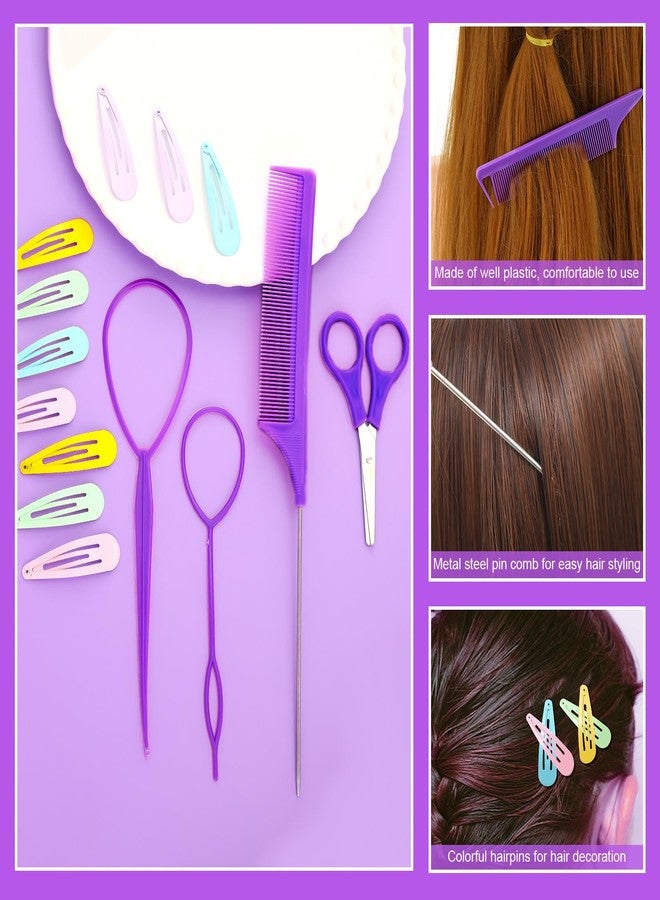 ProSuites 32 Colored Elastic Ties, 1700 Pieces Rubber Bands With 14 Styling Tools, Hair Tie Cutter and Accessories for Girls, Baby, Toddler, Kids - Image 5
