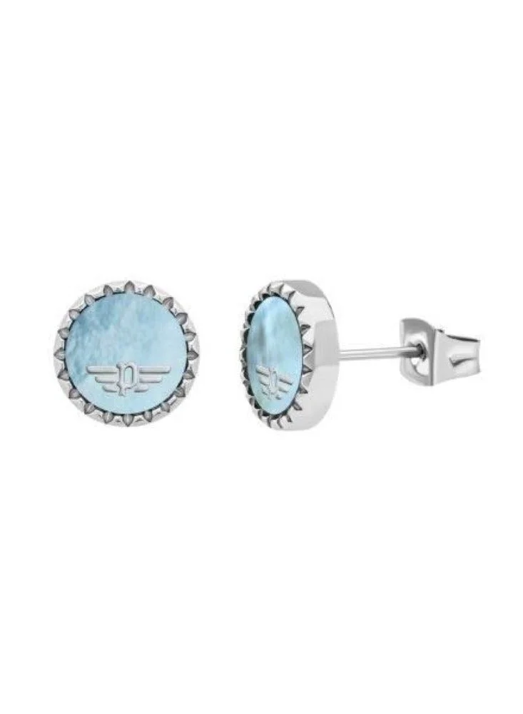 POLICE 3015 Blue Stainless Steel Stud Earrings for Women