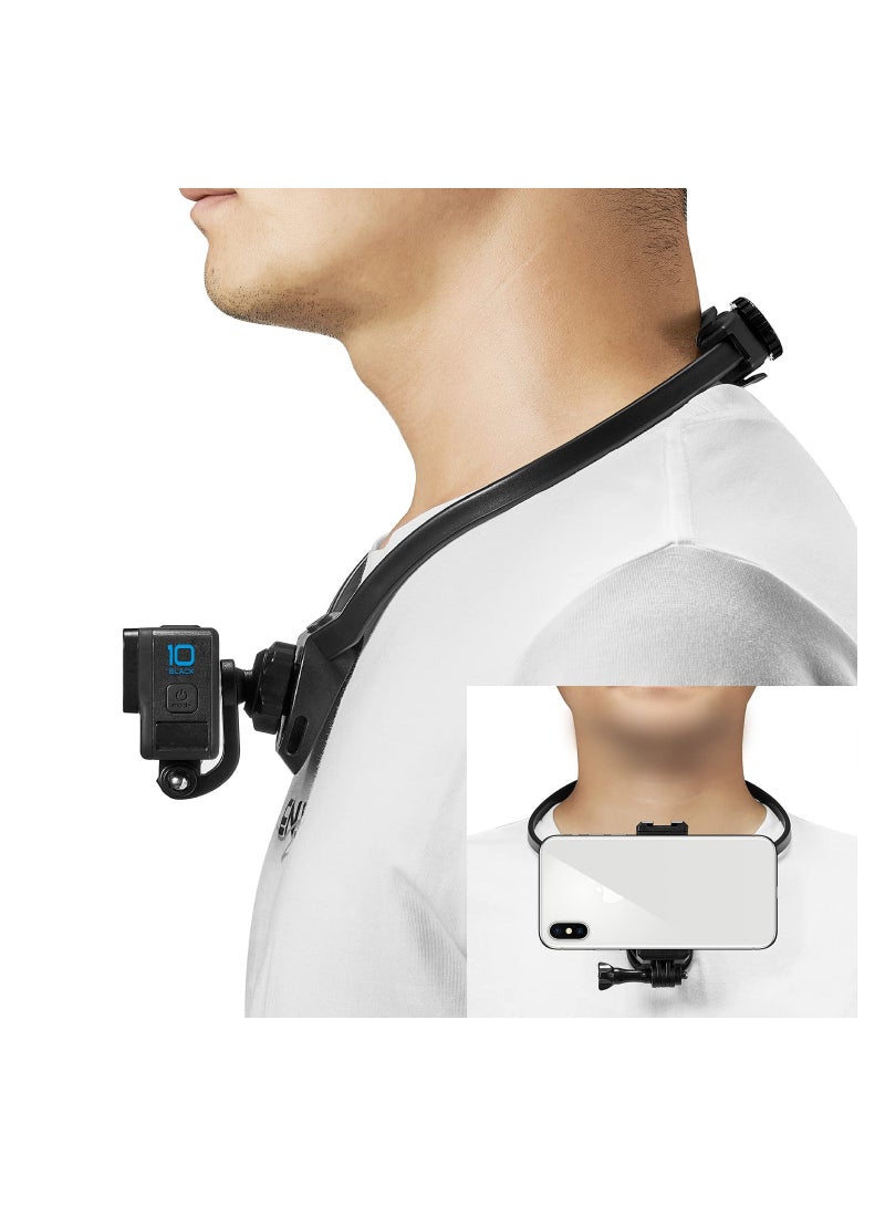 SYOSI Mobile Phone Chest Mount Strap Holder Anti-Slide Strap Mount POV Selfie Hand Free Necklace Holder for GoPro AKASO DJI Action Camera and Smart Phone Video Record Accessories - Image 1