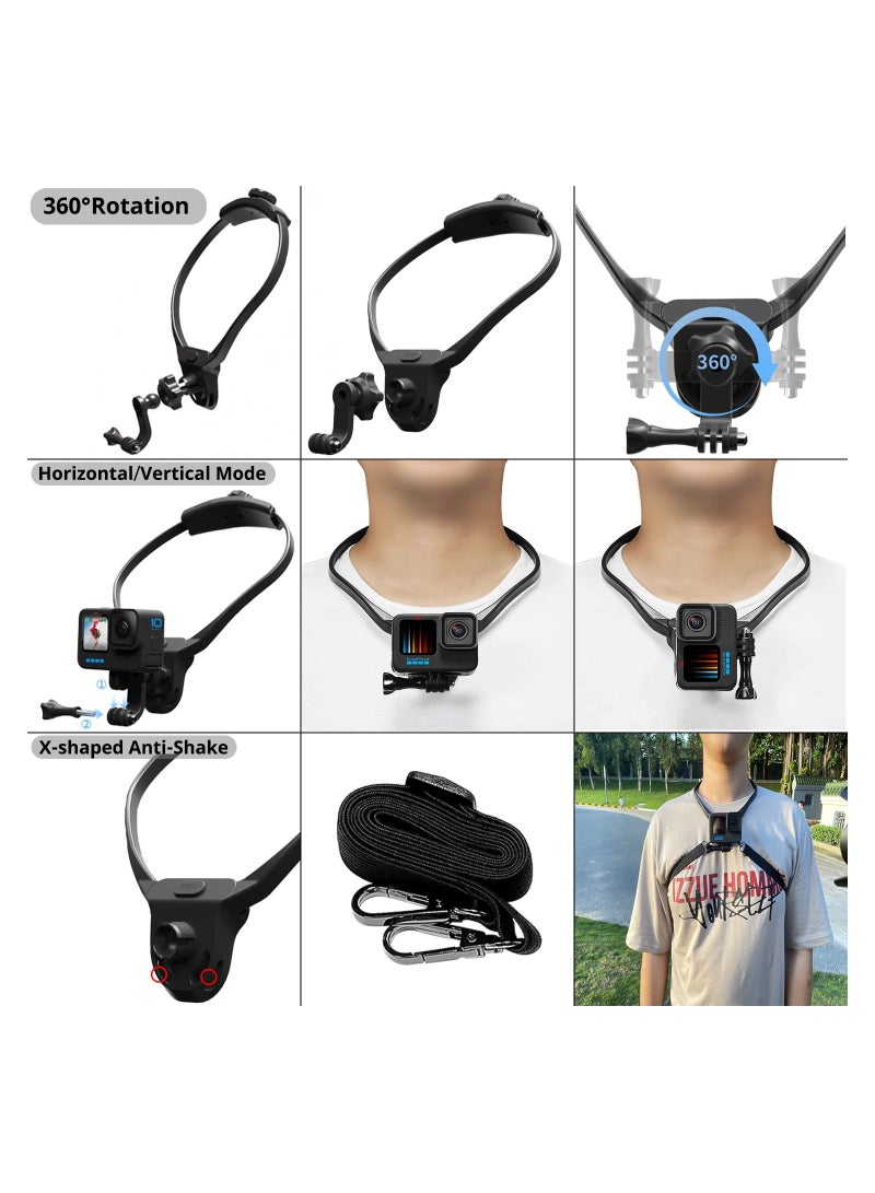 SYOSI Mobile Phone Chest Mount Strap Holder Anti-Slide Strap Mount POV Selfie Hand Free Necklace Holder for GoPro AKASO DJI Action Camera and Smart Phone Video Record Accessories - Image 3