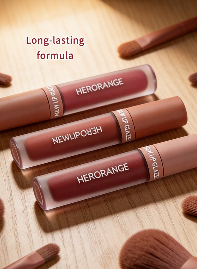 HERORANGE 3Pcs Velvet Matte Lip Glaze Set for Women, Deep Red Tones Long Lasting Transfer-Proof Lip Mud Kit, Bold & Rich Lipstick Set for Daily, Date & Makeup - Image 5
