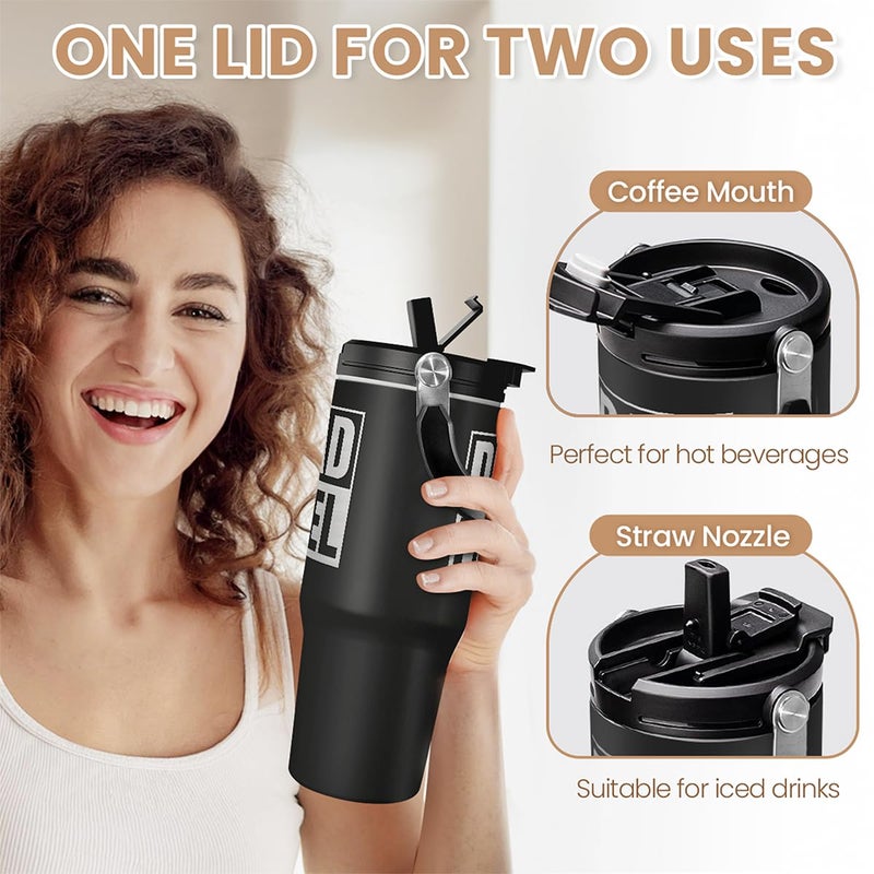 SANDJEST Dad Tumbler 30oz  Dad Fuel Stainless Steel Insulated Tumblers Travel Cup with Carry Handle & Flip Straw Lid  Gifts for Dad from Daughter Son  Dads Gift for Birthday Christmas Fathers Day - Image 2