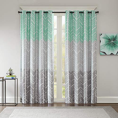 Intelligent Design Adel Blackout Bedroom, Casual Window Living Room, Family, Geometric Grommet Room Darkening Black Out Curtain 1-Panel Pack, 50x84, Aqua - Image 1
