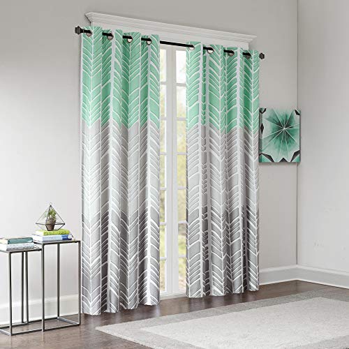 Intelligent Design Adel Blackout Bedroom, Casual Window Living Room, Family, Geometric Grommet Room Darkening Black Out Curtain 1-Panel Pack, 50x84, Aqua - Image 3