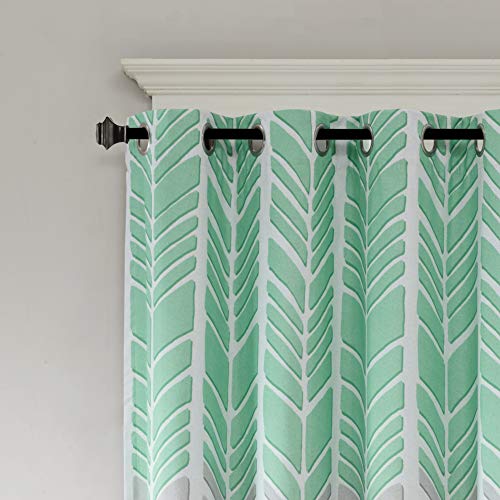 Intelligent Design Adel Blackout Bedroom, Casual Window Living Room, Family, Geometric Grommet Room Darkening Black Out Curtain 1-Panel Pack, 50x84, Aqua - Image 4