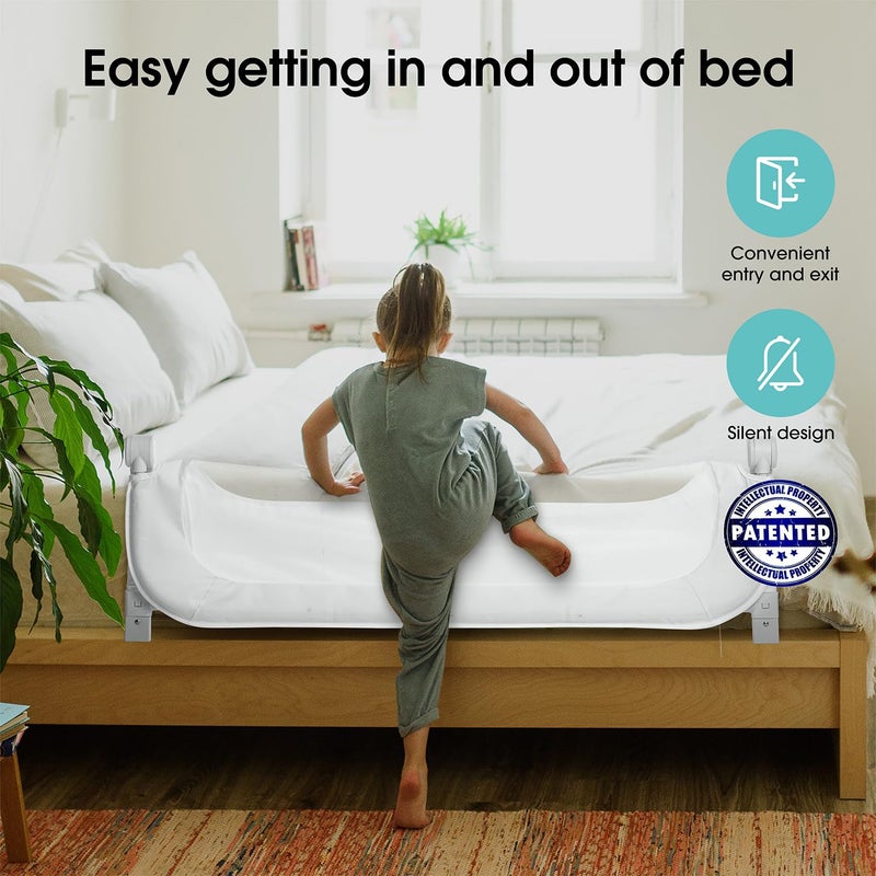 NUTIKAS Baby Bed Rail Guard for Toddlers -47" Toddler Bed Rails for Twin, Full, Queen, King Bunk Size Bed Swing Down Bedrail Extral Tall Child Safety Side Railing Guards for Kids - Image 2