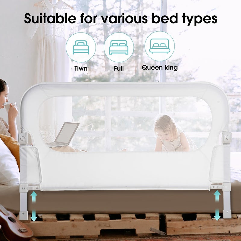 NUTIKAS Baby Bed Rail Guard for Toddlers -47" Toddler Bed Rails for Twin, Full, Queen, King Bunk Size Bed Swing Down Bedrail Extral Tall Child Safety Side Railing Guards for Kids - Image 4