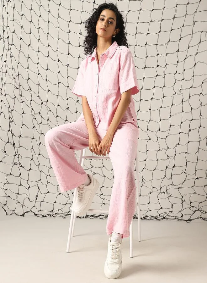 Hubberholme Self Design Double Cloth Pure Cotton Shirt With Trouser