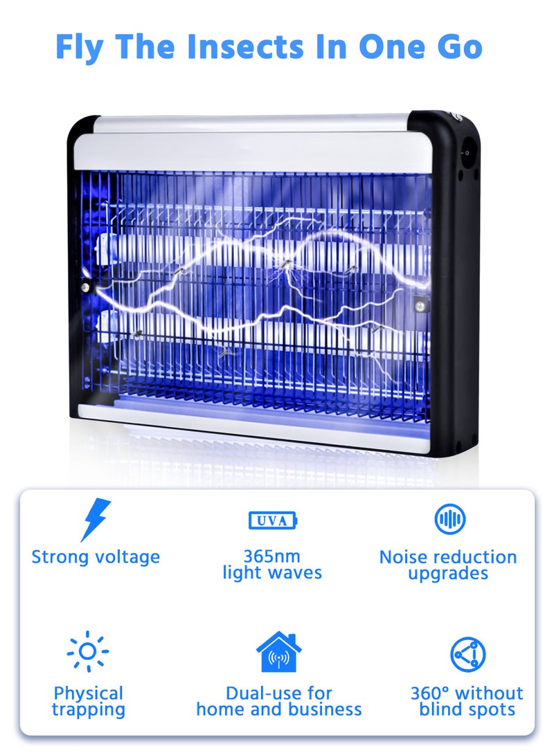 20W Dual-LED Electric Bug Zapper with 1600V High Voltage ,Noise-Free Design,Hanging Chain Design,for Home, Office, School,Restaurants,Kitchen - Image 2