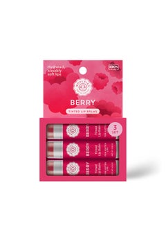Tinted Lip Balm Set AllNatural Shea Butter Beeswax Coconut Oil Vitamin E Infused Lip Moisturizer Care Treatment 3 Pack Berry