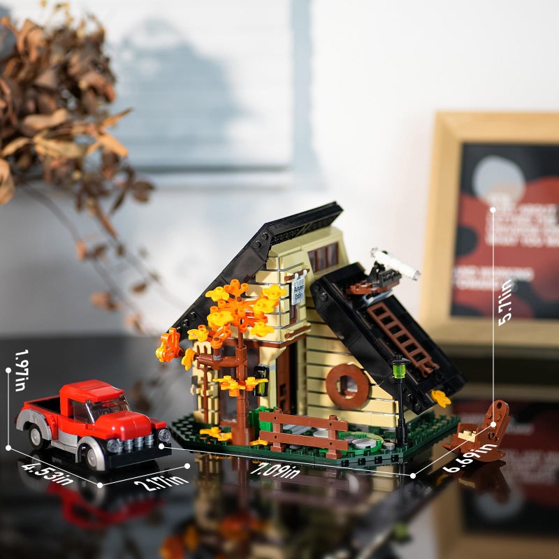 CHUANGPIN House Building Set Compatible with Lego for Adults,A Frame Cabin Toy for Architecture Lovers,Gift for Halloween,Christmas Home Decor 696 pcs - Image 3