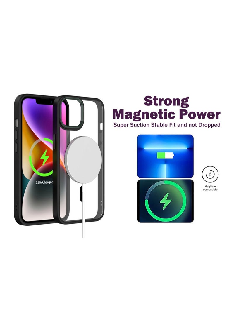 Qubits Connect Magnetic Protective Case 360 Protection Clear Case Hard PC with Built-in Strong Magnets Compatible with MagSafe Designed for iPhone 14 Pro Max 6.7 inch - Black  - Image 3