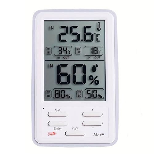KRESHU Humidity Indoor Outdoor Clock Incubator Temperature Indicator Humidity Meter Accurate Thermometer Digital Room Electric Wire Sensor LCD Screen Alarm Clock Wall Hanging (White, 1-pcs) - Image 1