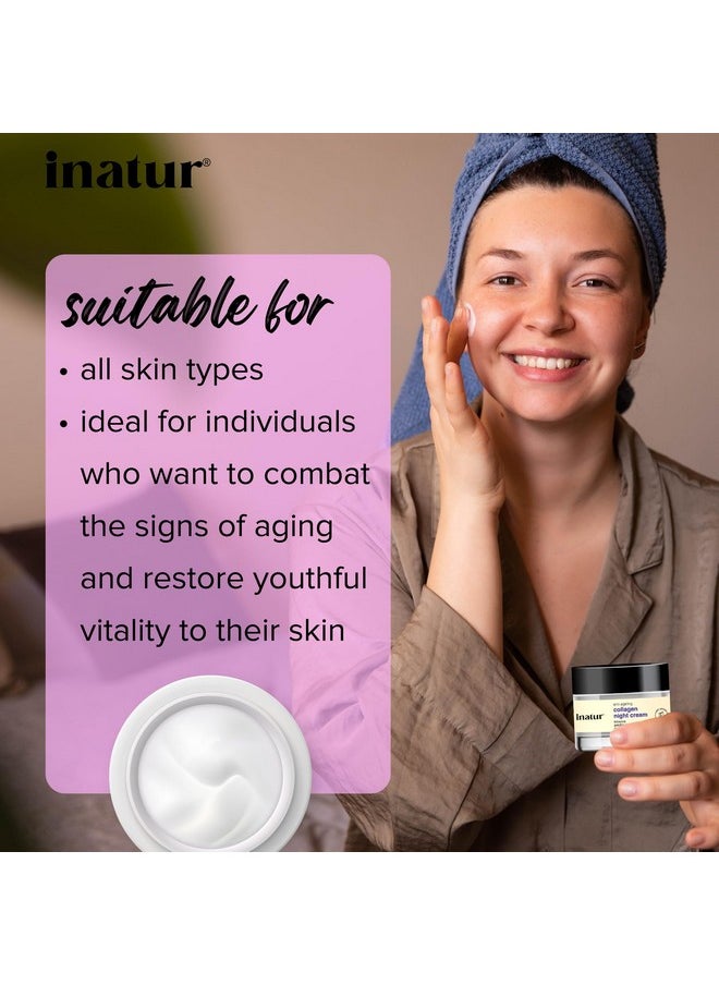 INATUR Collagen Night Cream| Age Defying, Collagen Boost, Deep Hydration| Reduce Fine Lines And Wrinkles| For All Skin Types| 50G  - Image 3