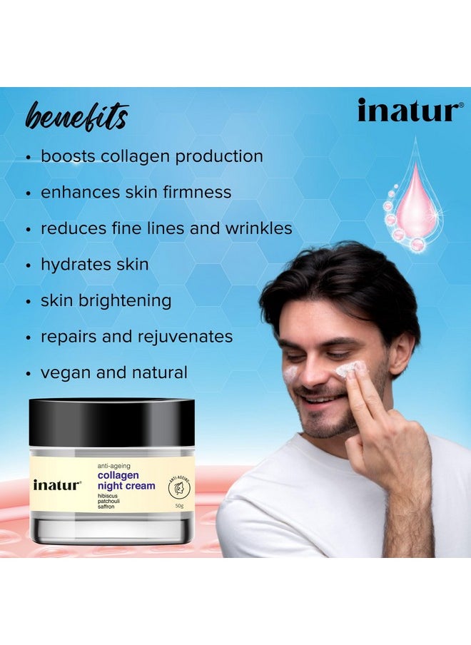 INATUR Collagen Night Cream| Age Defying, Collagen Boost, Deep Hydration| Reduce Fine Lines And Wrinkles| For All Skin Types| 50G  - Image 4