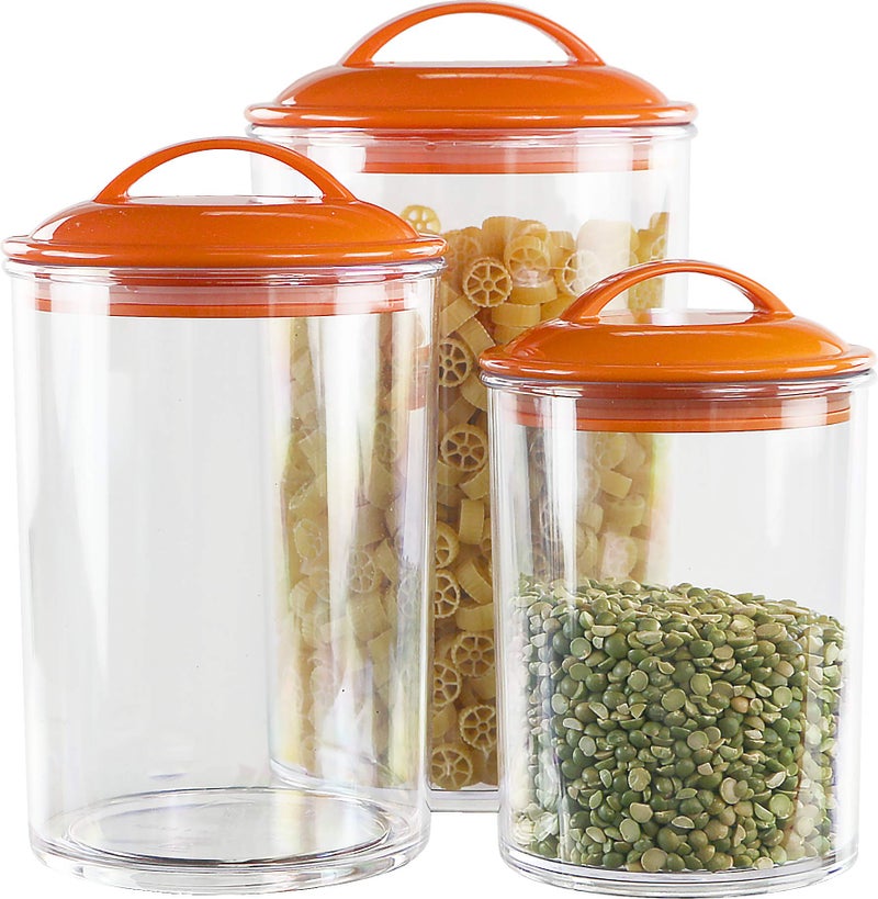 ريستون لويد أساسيات Calypso by Reston Lloyd Acrylic Storage Canisters مجموعة من 3 برتقالي - Image 1