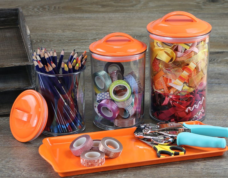 ريستون لويد أساسيات Calypso by Reston Lloyd Acrylic Storage Canisters مجموعة من 3 برتقالي - Image 4