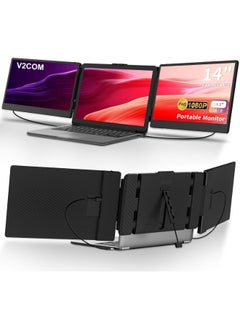 Laptop Screen Extender, 14'' FHD 1080P IPS Ultra-Thin Dual/Triple Monitor Display, HDMI/USB-C Plug-Play Portable Monitor for Laptop, Built-in Speakers(Mac, Win, Android)
