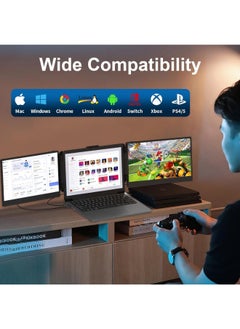 ڤي2كوم موسع شاشة لاب توب، شاشة 14 انش FHD 1080P IPS رفيعة للغاية، شاشة مزدوجة / ثلاثية، شاشة محمولة بمنفذ HDMI/USB-C للابتوب ومكبرات صوت مدمجة (ماك، ويندوز، اندرويد)  - Image 4